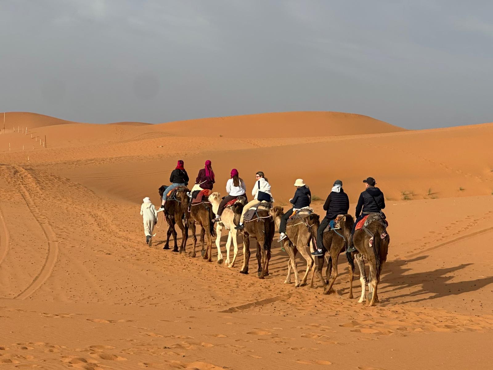 Family camel ride in Merzouga desert